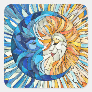 Adesivo Quadrado Sun e Moon Mosaico Art