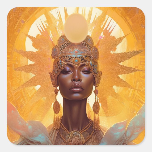 Adesivo Quadrado Sun Goddess Fantasy Art (Frente)