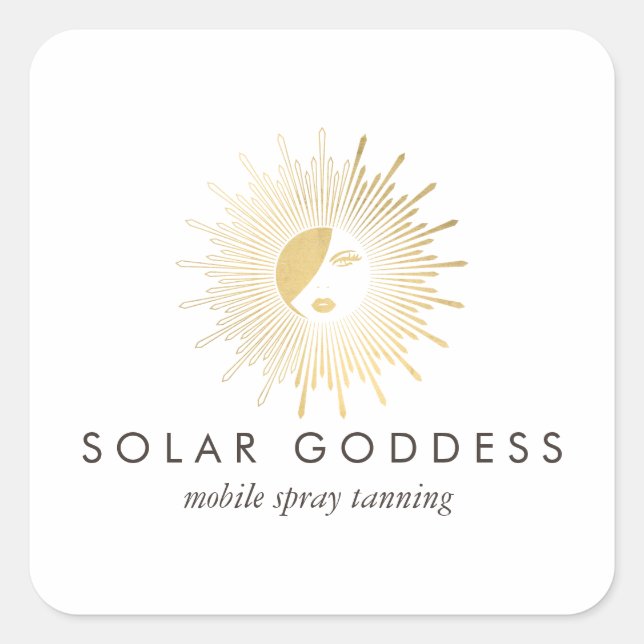 Adesivo Quadrado Sun Goddess Girl Logo Spray Tanning Salon (Frente)