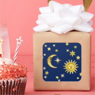 Adesivo Quadrado Sun, Lua e Stars Sticker
