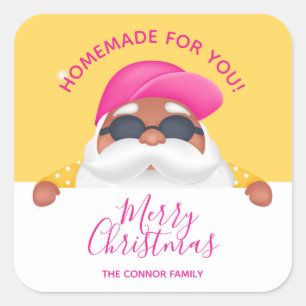 Adesivo Quadrado Sun Papais noeis Natal Natal Férias Comidas Caseir