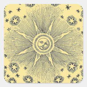Adesivo Quadrado Sun Stars Antiguamente Night Sky Medieval Zodieval