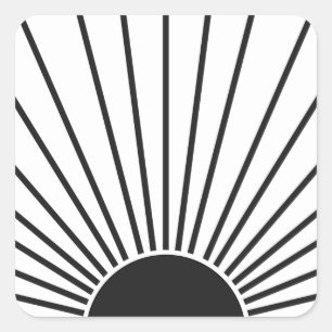 Adesivo Quadrado Sun Sunrise Black And White Abstrato Sunshine
