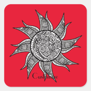 Adesivo Quadrado Sun Tattoo Thunder_Cove estilo Henna