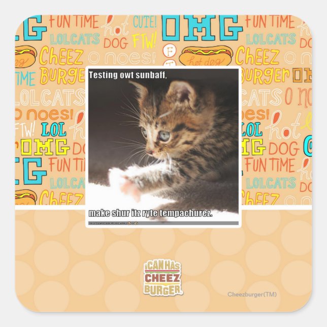 Adesivo Quadrado Sunbaff do owt do teste (Frente)