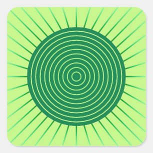 Adesivo Quadrado Sunburst Geométrico Moderno - Emerald Green e Lim