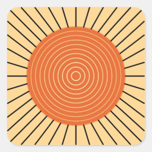 Adesivo Quadrado Sunburst Geométrico Moderno - Laranja Mandarim