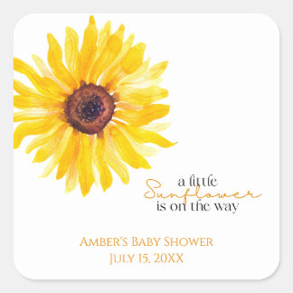 Adesivo Quadrado Sunflower Baby Shower Favor Stickers