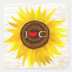Adesivo Quadrado Sunflower on Birch Latido Rustic Country Casamento