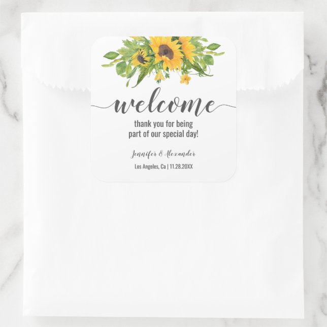 Adesivo Quadrado Sunflower Welcome (Bolsa)