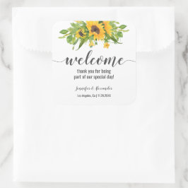 Adesivo Quadrado Sunflower Welcome