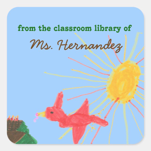 Adesivo Quadrado Sunny scene personalized teacher bookplate (Frente)