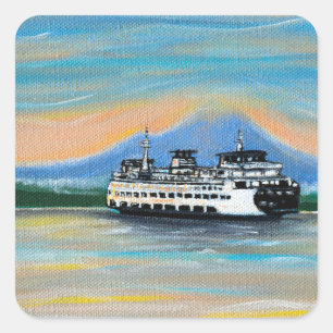 Adesivo Quadrado Sunrise Ferry Painting