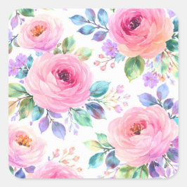 Adesivo Quadrado Sunrise Floral Boho Custom Name Design            