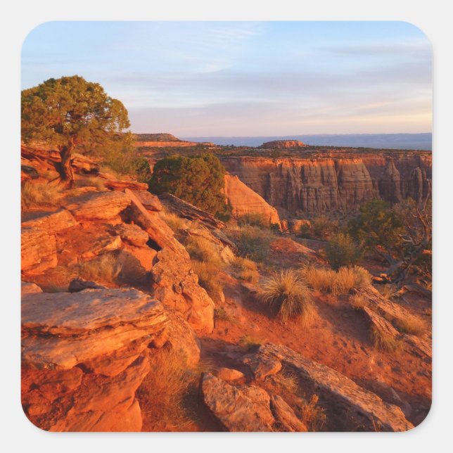 Adesivo Quadrado Sunrise no Grand View Trail em CO Monument (Frente)