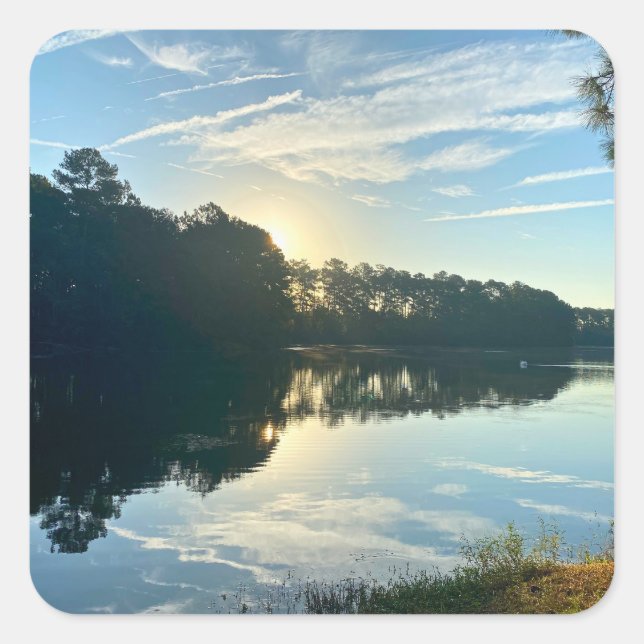 Adesivo Quadrado Sunrise Over A Georgia Lake (Frente)