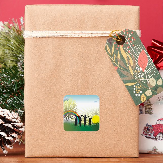 Adesivo Quadrado Sunrise Rainbow Children (Criador carregado)