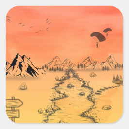 Adesivo Quadrado Sunset Adventure Path Sticker