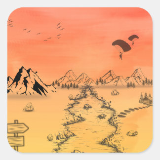 Adesivo Quadrado Sunset Adventure Path Sticker