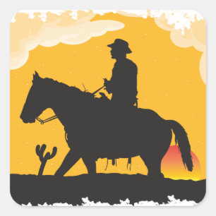 Adesivo Quadrado Sunset Cowboy