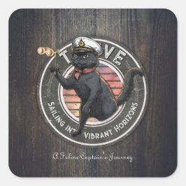 Adesivo Quadrado Sunset de Gato Negro: Uma Viagem para prosperar