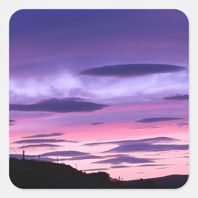 Adesivo Quadrado Sunset de invasão de alienígena (Frente)