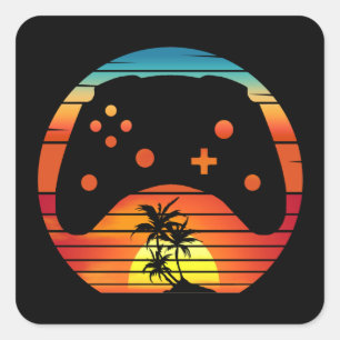 ADESIVO QUADRADO SUNSET DE JOGOS RETRO DE JOGOS 