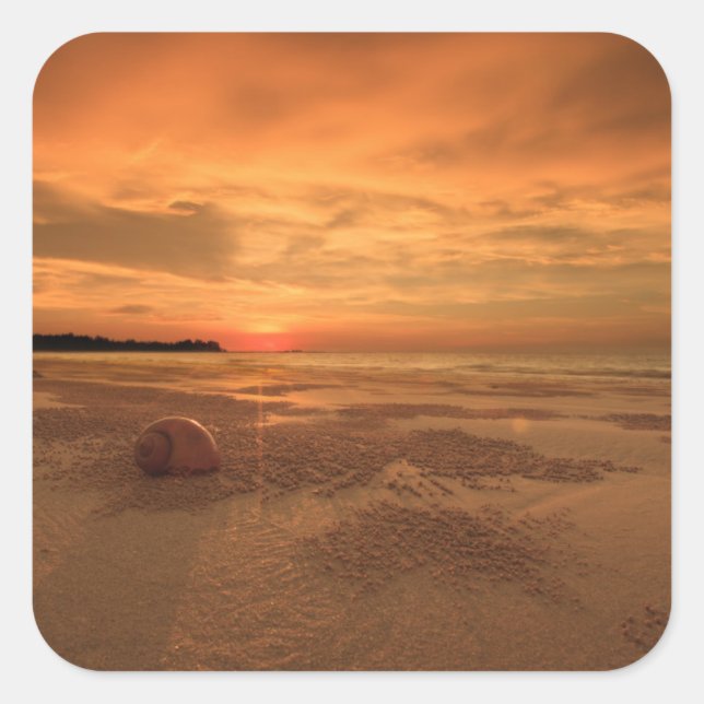 Adesivo Quadrado Sunset Em Uma Praia Tailandesa (Frente)