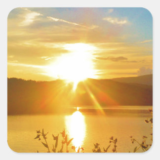 Adesivo Quadrado Sunset no lago de montanha
