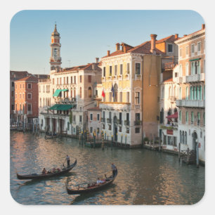 Adesivo Quadrado Sunset on Grand canal Veneza Itália