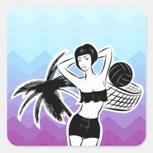 Adesivo Quadrado Sunset Resort Chevron Impressão