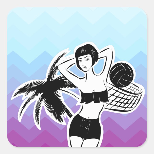 Adesivo Quadrado Sunset Resort Chevron Impressão (Frente)