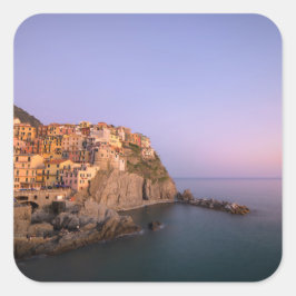 Adesivo Quadrado Sunset sobre a aldeia de Manarola em Cinque Terre