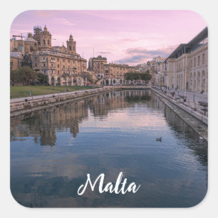 Adesivo Quadrado Sunset sobre pequeno canal em Cospicua, Malta