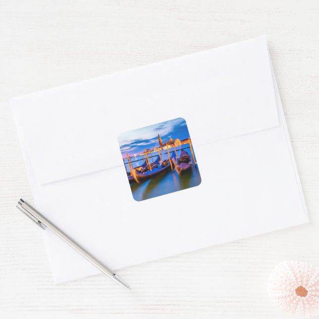 Adesivo Quadrado Sunset Venice gondola (Envelope)