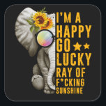Adesivo Quadrado Sunshine Sunflower Positive Quote Elephant<br><div class="desc">Sunshine Sunflower Positive Quote Elephant</div>