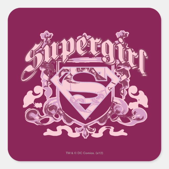 Adesivo Quadrado Super Girl Crest Design (Frente)