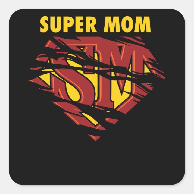 Adesivo Quadrado Super Mãe (Frente)