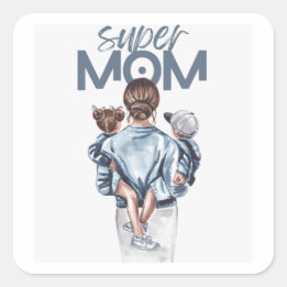 Adesivo Quadrado Super Mãe – Maternidade e Amor Familiar Comoventes