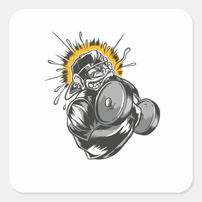 Adesivo Quadrado Super Monkey Gym Design (Frente)