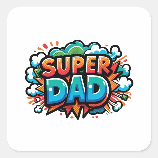 Adesivo Quadrado Super Pai (Frente)