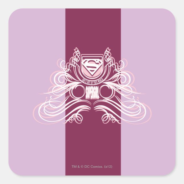 Adesivo Quadrado Supergirl Flourish Design (Frente)