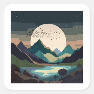 Adesivo Quadrado Superlua No Lago