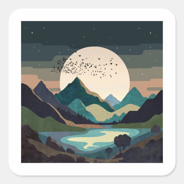 Adesivo Quadrado Superlua No Lago (Frente)