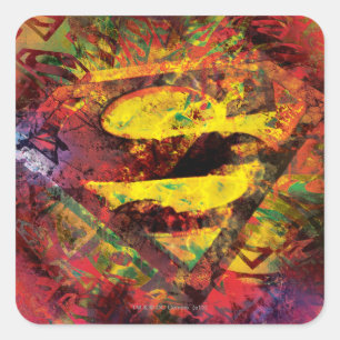 Adesivo Quadrado Superman S-Shield   Logotipo Grunge