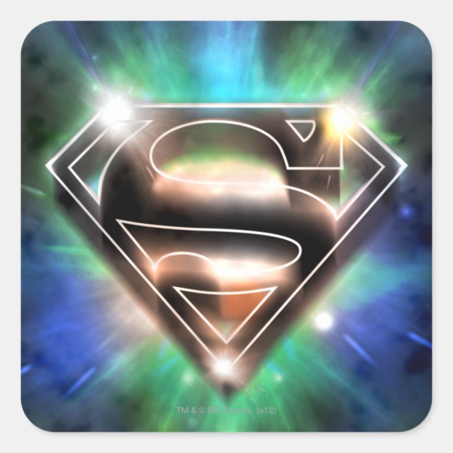 Adesivo Quadrado Superman Stylized | Shiny Burst Logo (Frente)