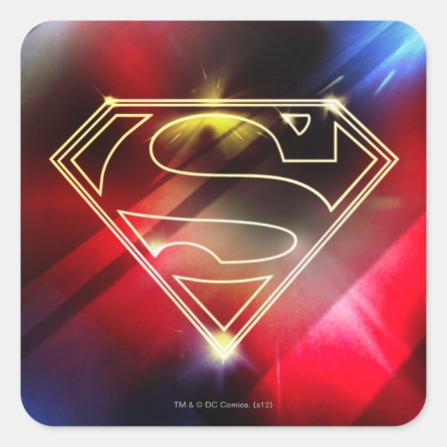 Adesivo Quadrado Superman Stylized | Shiny Yellow Outline Logo (Frente)