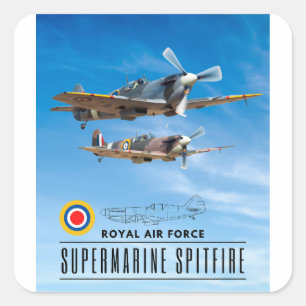ADESIVO QUADRADO SUPERMARINE SPITFIRA - ROYAL AIR SQUADRON