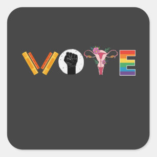 Adesivo Quadrado Suporte a Uterus LGBT nos Livros de VOTO