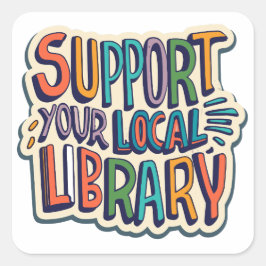 Adesivo Quadrado suporte ao quadrado da biblioteca local